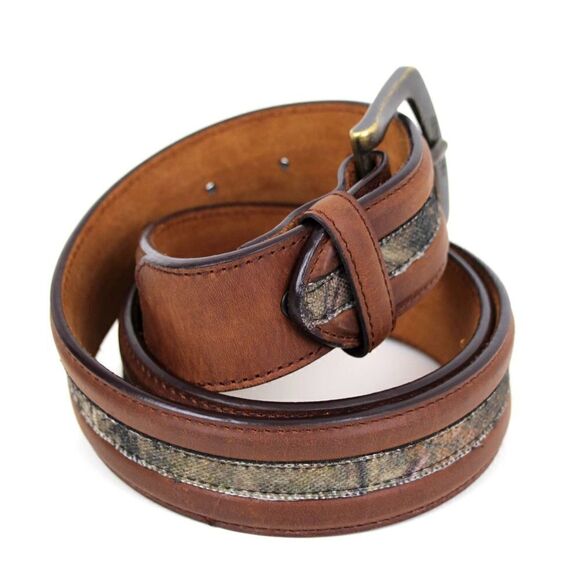 ROCKY BROWN GENUINE LEATHER 1.5"Wd COMO CANVAS CASUAL MEN'S BELT Sz 36 (B52 - Picture 6 of 11